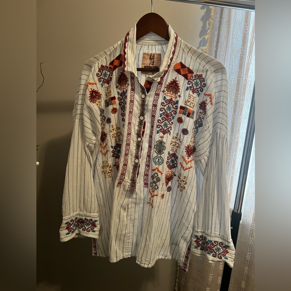 Johnny Was (XXL) - Colorful, Cotton, Aztec Embroidered Tunic